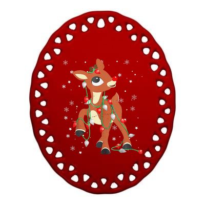 Rudolph The Red Nose Reindeer And Christmas Fan Gift Ceramic Oval Ornament