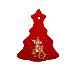 Rudolph The Red Nose Reindeer And Christmas Fan Gift Ceramic Tree Ornament