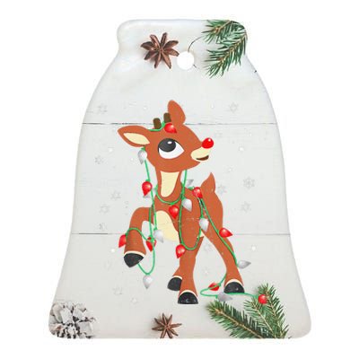 Rudolph The Red Nose Reindeer And Christmas Fan Gift Ceramic Bell Ornament