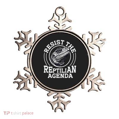 Resist The Reptilian Agenda Conspiracy Funny Metallic Star Ornament