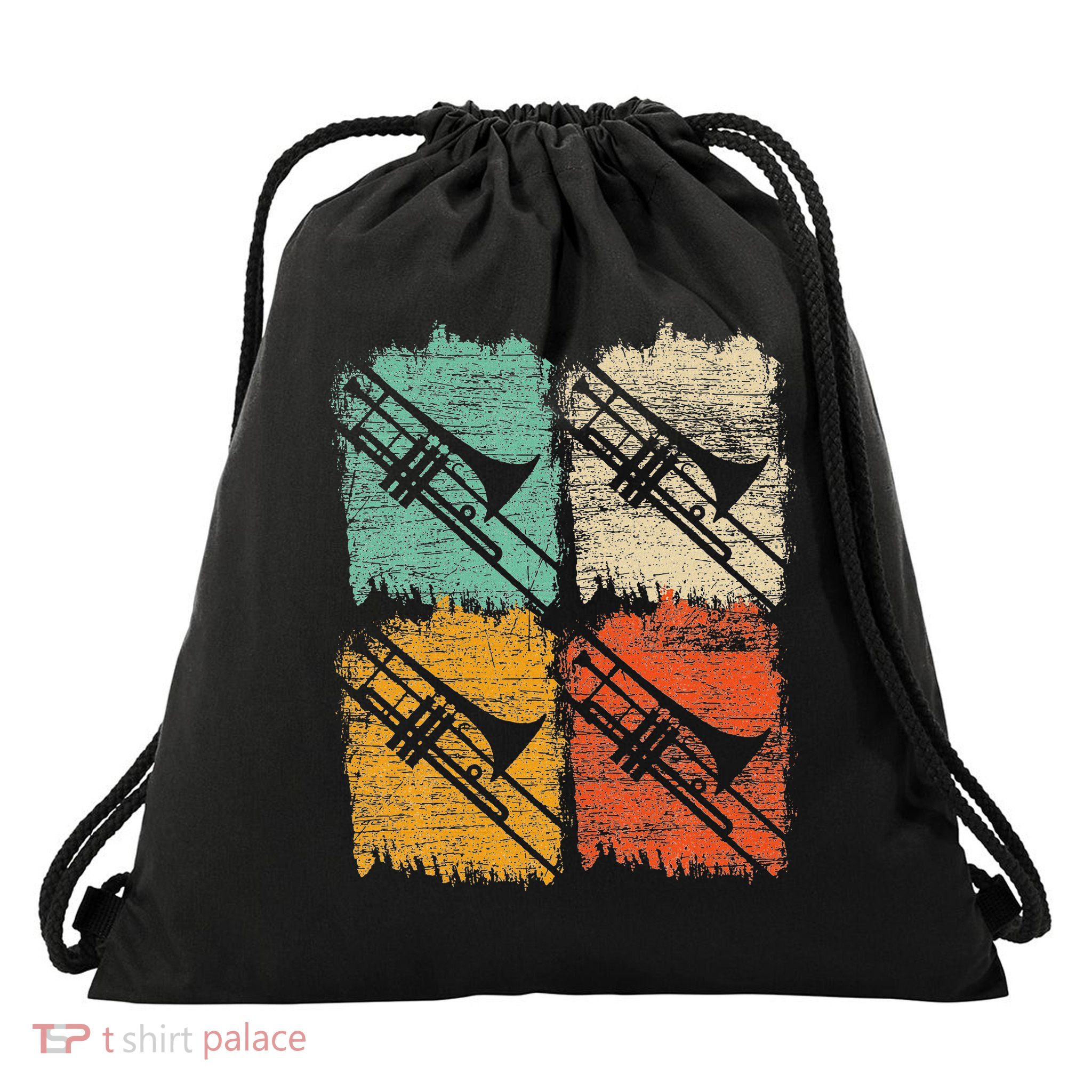 Retro Trombone Drawstring Bag