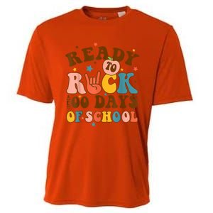 Ready To Rock 100 Days Of School Groovy Retro Smarter Funny Gift Cooling Performance Crew T-Shirt