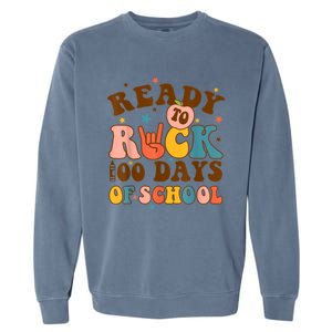 Ready To Rock 100 Days Of School Groovy Retro Smarter Funny Gift Garment-Dyed Sweatshirt