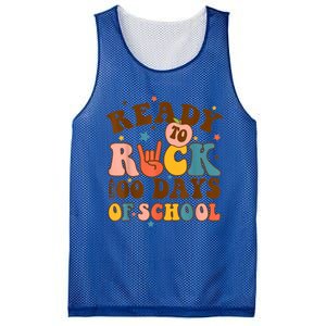 Ready To Rock 100 Days Of School Groovy Retro Smarter Funny Gift Mesh Reversible Basketball Jersey Tank