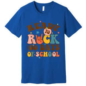 Ready To Rock 100 Days Of School Groovy Retro Smarter Funny Gift Premium T-Shirt