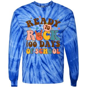 Ready To Rock 100 Days Of School Groovy Retro Smarter Funny Gift Tie-Dye Long Sleeve Shirt