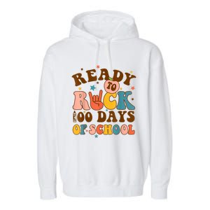 Ready To Rock 100 Days Of School Groovy Retro Smarter Funny Gift Garment-Dyed Fleece Hoodie