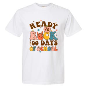 Ready To Rock 100 Days Of School Groovy Retro Smarter Funny Gift Garment-Dyed Heavyweight T-Shirt