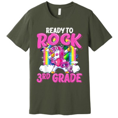 Ready To Rock 3rd Grade Dabbing Unicorn Back To School Girl Premium T-Shirt