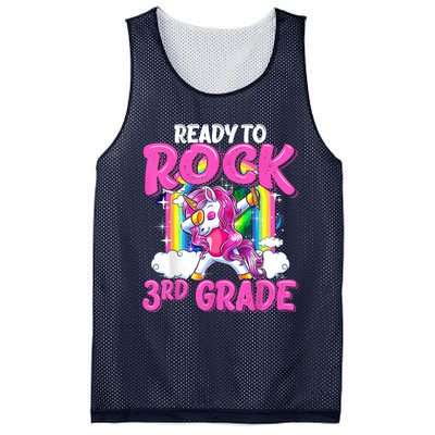 Ready To Rock 3rd Grade Dabbing Unicorn Back To School Girl Mesh Reversible Basketball Jersey Tank