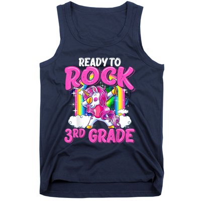 Ready To Rock 3rd Grade Dabbing Unicorn Back To School Girl Tank Top