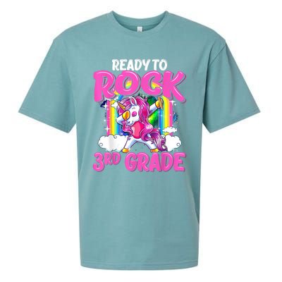 Ready To Rock 3rd Grade Dabbing Unicorn Back To School Girl Sueded Cloud Jersey T-Shirt