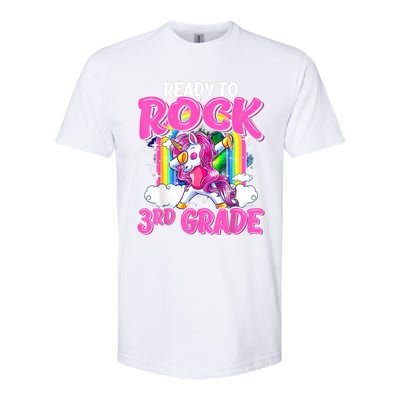 Ready To Rock 3rd Grade Dabbing Unicorn Back To School Girl Softstyle CVC T-Shirt