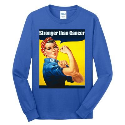 Rosie The Riveter Stronger Than Cancer Survivor Great Gift Tall Long Sleeve T-Shirt