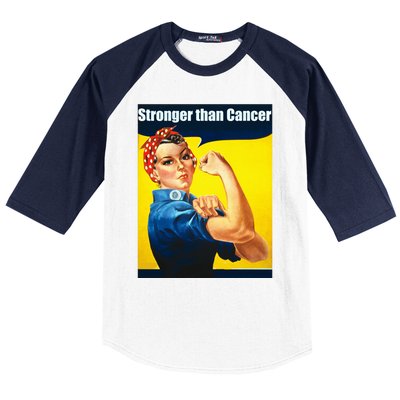 Rosie The Riveter Stronger Than Cancer Survivor Great Gift Baseball Sleeve Shirt