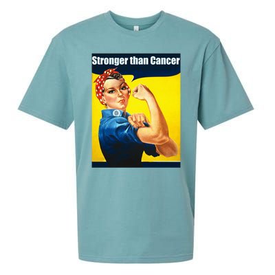 Rosie The Riveter Stronger Than Cancer Survivor Great Gift Sueded Cloud Jersey T-Shirt