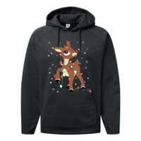 Rudolph The Red Nose Reindeer For Christmas Fan Performance Fleece Hoodie