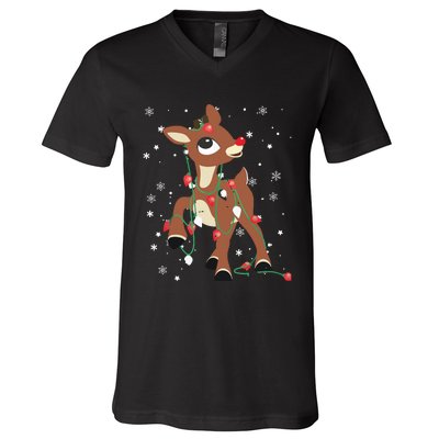 Rudolph The Red Nose Reindeer For Christmas Fan V-Neck T-Shirt