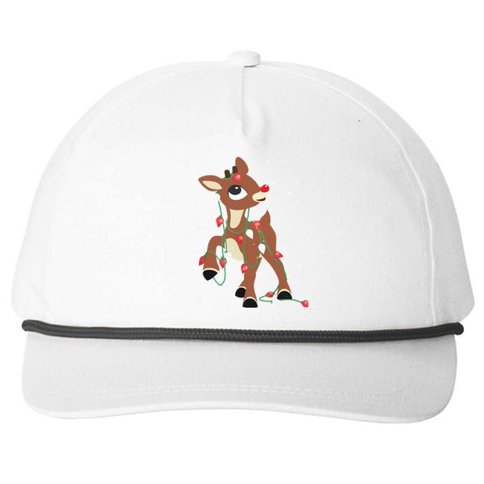 Rudolph The Red Nose Reindeer For Christmas Fan Snapback Five-Panel Rope Hat