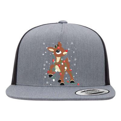 Rudolph The Red Nose Reindeer For Christmas Fan Flat Bill Trucker Hat