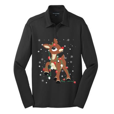 Rudolph The Red Nose Reindeer For Christmas Fan Silk Touch Performance Long Sleeve Polo