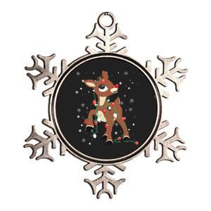 Rudolph The Red Nose Reindeer For Christmas Fan Metallic Star Ornament