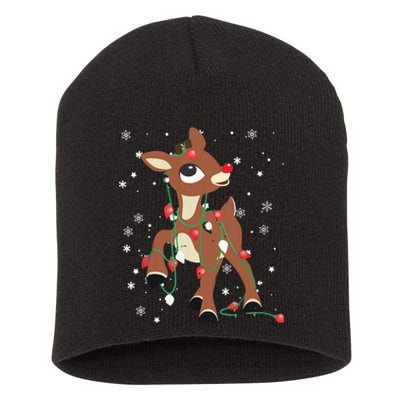 Rudolph The Red Nose Reindeer For Christmas Fan Short Acrylic Beanie