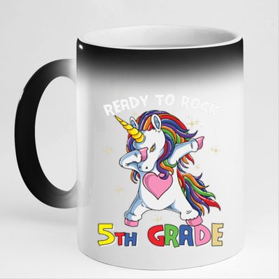 Ready To Rock Fifth Grade Back School Matching Unicorn Gift 11oz Black Color Changing Mug