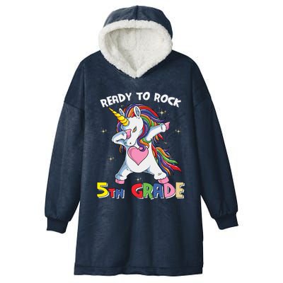 Ready To Rock Fifth Grade Back School Matching Unicorn Gift Hooded Wearable Blanket