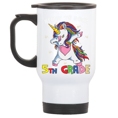 Ready To Rock Fifth Grade Back School Matching Unicorn Gift Stainless Steel Travel Mug