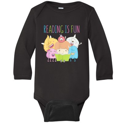 Reading Teacher Reading is Fun Monster Book Lover Fun Kid Baby Long Sleeve Bodysuit