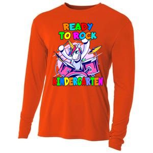 Ready To Rock Kindergarten Drumming Unicorn Preschool Meaningful Gift Cooling Performance Long Sleeve Crew