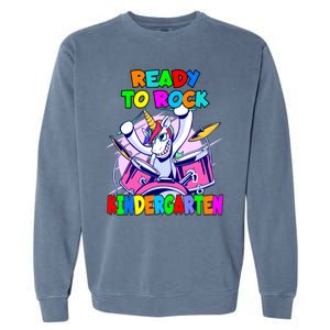 Ready To Rock Kindergarten Drumming Unicorn Preschool Meaningful Gift Garment-Dyed Sweatshirt