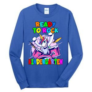 Ready To Rock Kindergarten Drumming Unicorn Preschool Meaningful Gift Tall Long Sleeve T-Shirt