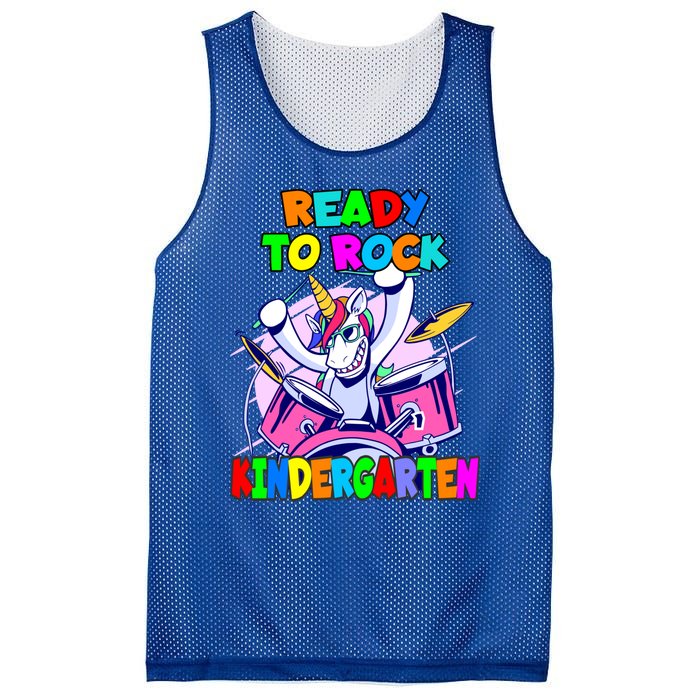 Ready To Rock Kindergarten Drumming Unicorn Preschool Meaningful Gift Mesh Reversible Basketball Jersey Tank