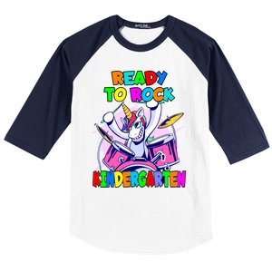 Ready To Rock Kindergarten Drumming Unicorn Preschool Meaningful Gift Baseball Sleeve Shirt