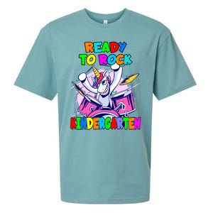 Ready To Rock Kindergarten Drumming Unicorn Preschool Meaningful Gift Sueded Cloud Jersey T-Shirt