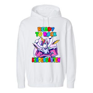 Ready To Rock Kindergarten Drumming Unicorn Preschool Meaningful Gift Garment-Dyed Fleece Hoodie