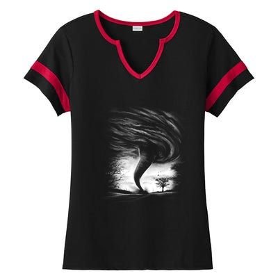 Realistic Tornado Ladies Halftime Notch Neck Tee