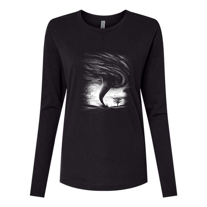 Realistic Tornado Womens Cotton Relaxed Long Sleeve T-Shirt