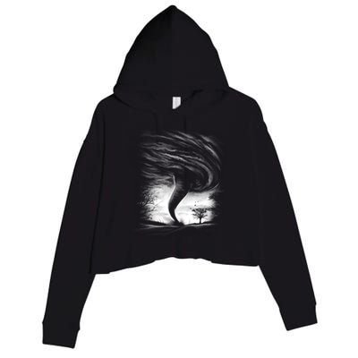 Realistic Tornado Crop Fleece Hoodie