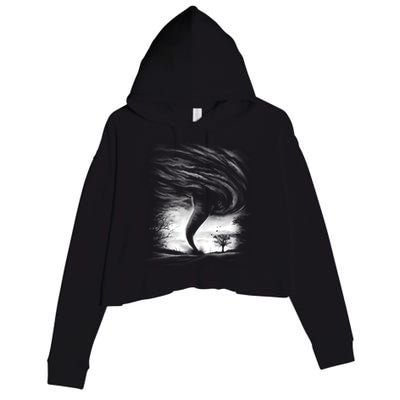 Realistic Tornado Crop Fleece Hoodie