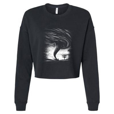 Realistic Tornado Cropped Pullover Crew