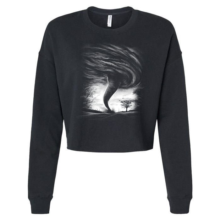 Realistic Tornado Cropped Pullover Crew