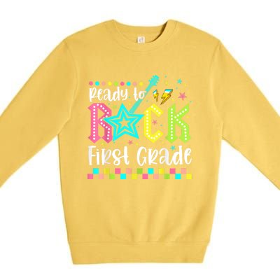 Ready To Rock First Grade Back To School 1st Grade Premium Crewneck Sweatshirt