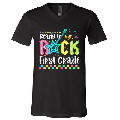 Ready To Rock First Grade Back To School 1st Grade V-Neck T-Shirt