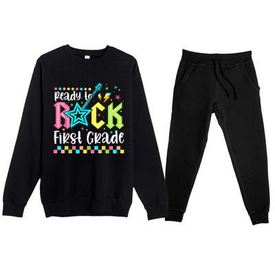 Ready To Rock First Grade Back To School 1st Grade Premium Crewneck Sweatsuit Set