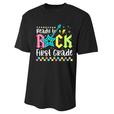 Ready To Rock First Grade Back To School 1st Grade Performance Sprint T-Shirt