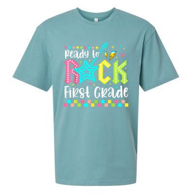 Ready To Rock First Grade Back To School 1st Grade Sueded Cloud Jersey T-Shirt