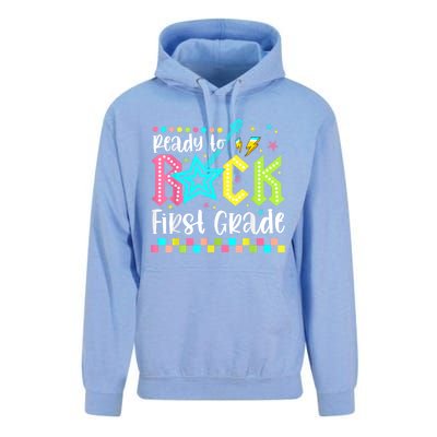 Ready To Rock First Grade Back To School 1st Grade Unisex Surf Hoodie